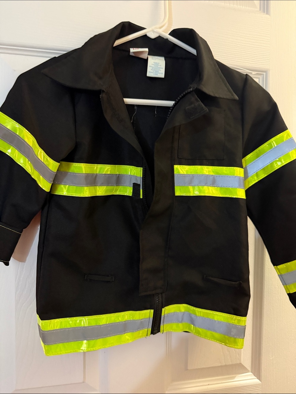 Kids Black Firefighter Jacket Costume with Reflective Stripes